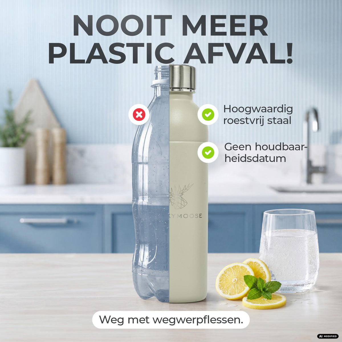Infinity RVS-fles voor 1,1L & 0,75L Sodastream TERRA & DUO