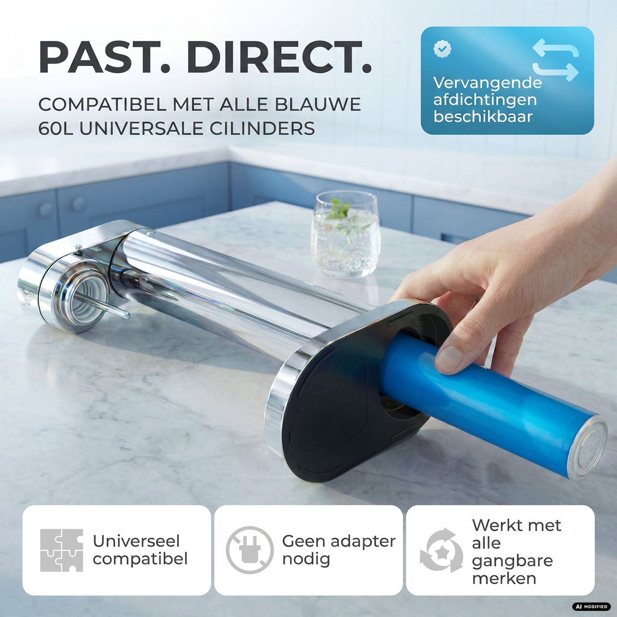 Infinity-S water carbonator with 2x 1.25L stainless steel bottles