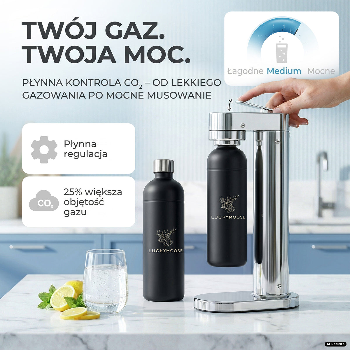 Infinity-S Wassersprudler mit 1,25L Edelstahlflaschen