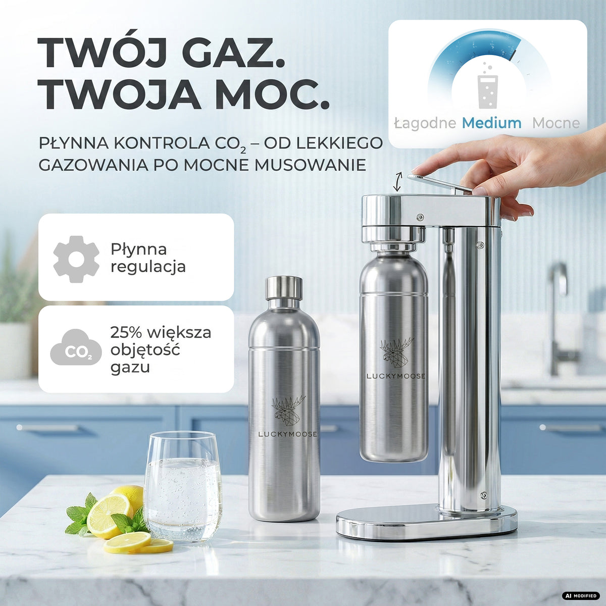 Infinity-S Wassersprudler mit 1,25L Edelstahlflaschen