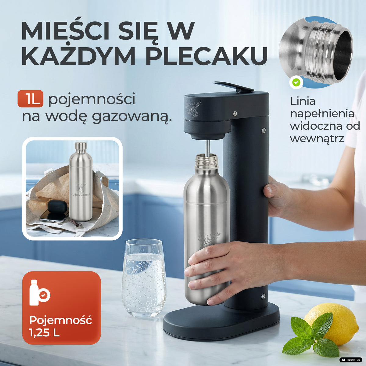 Infinity Edelstahlflasche für Aarke, Philips, Brita