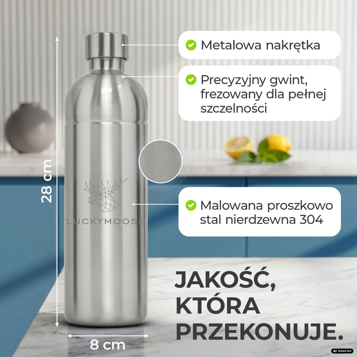 Infinity Edelstahlflasche für Aarke, Philips, Brita