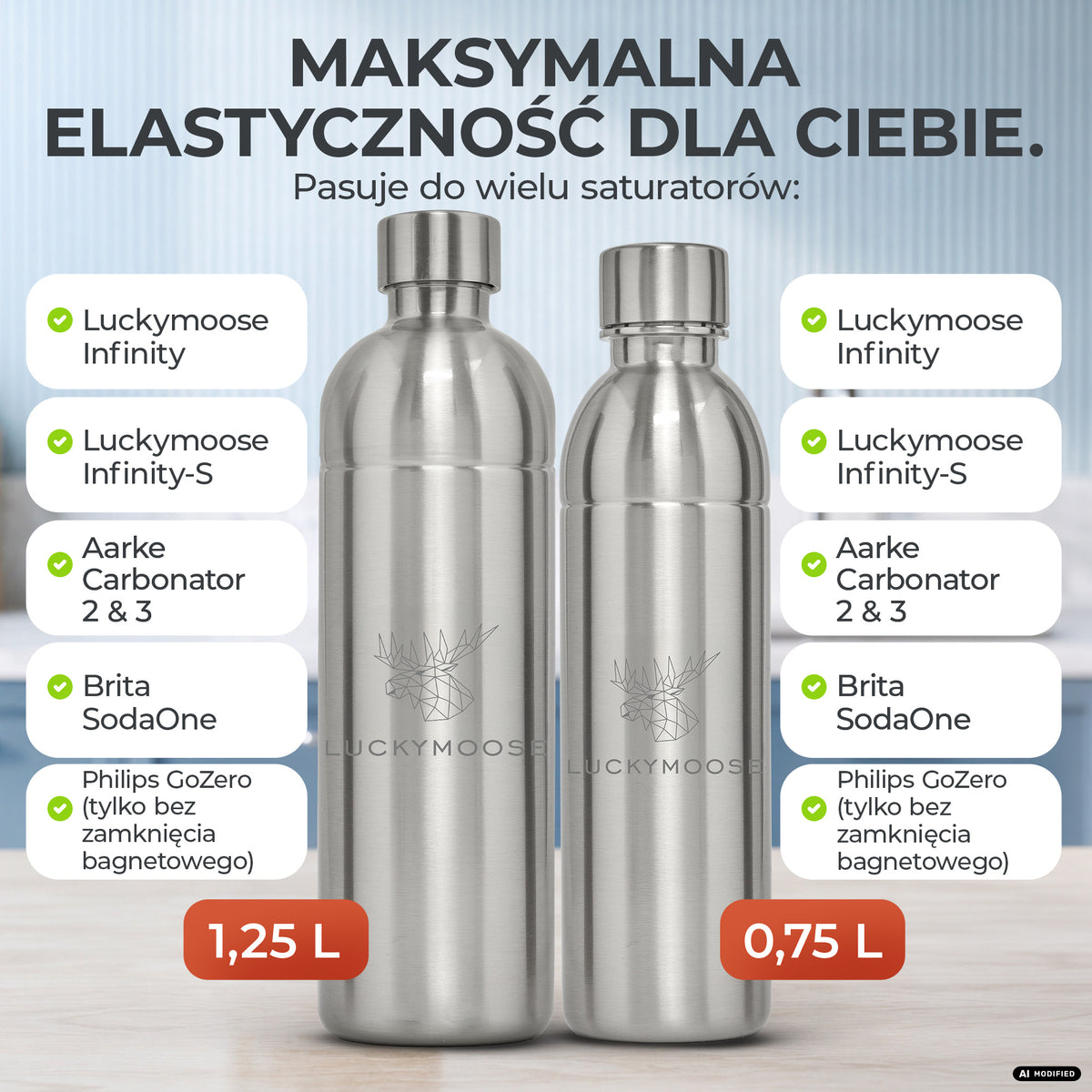 Infinity Edelstahlflasche für Aarke, Philips, Brita