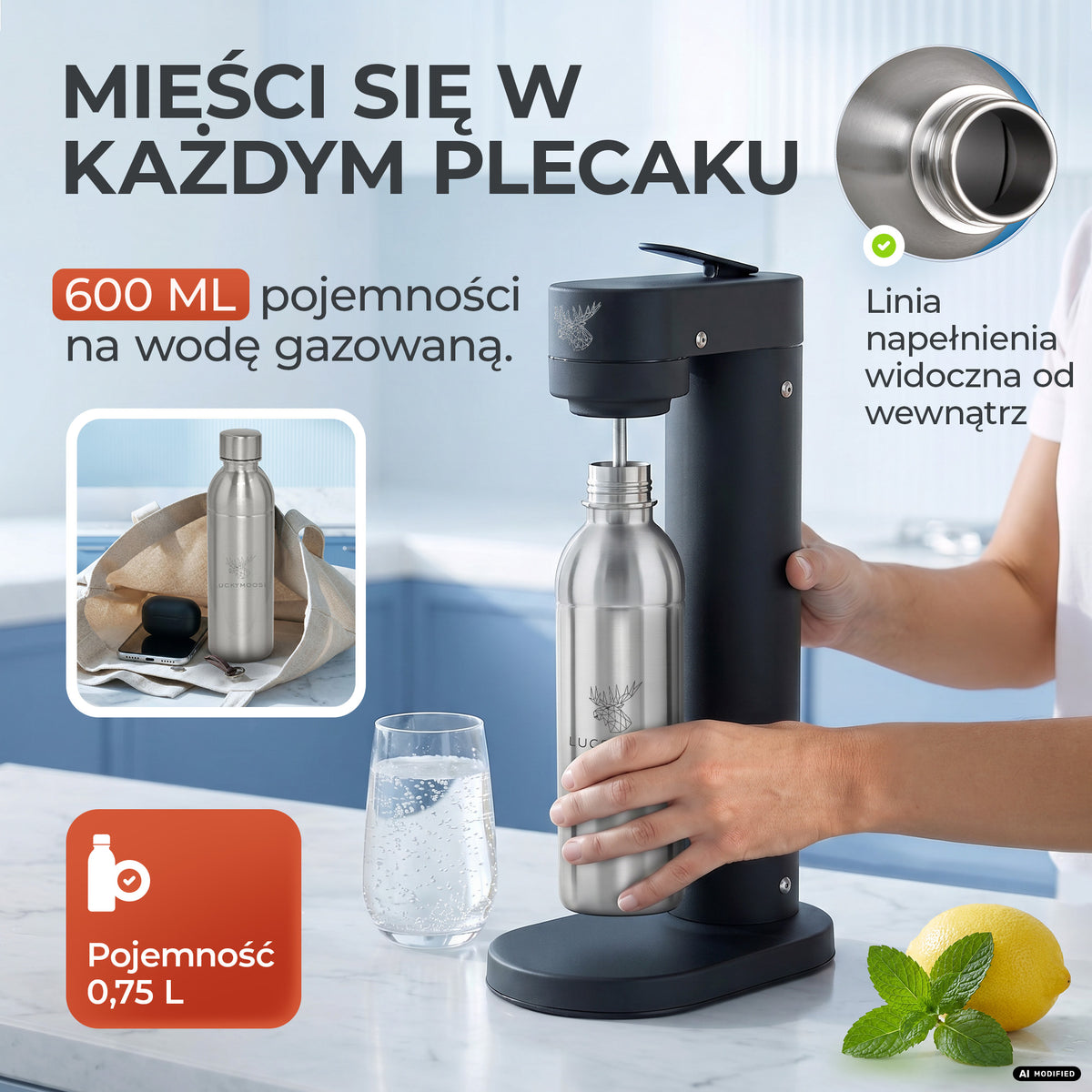 Infinity Edelstahlflasche für Aarke, Philips, Brita