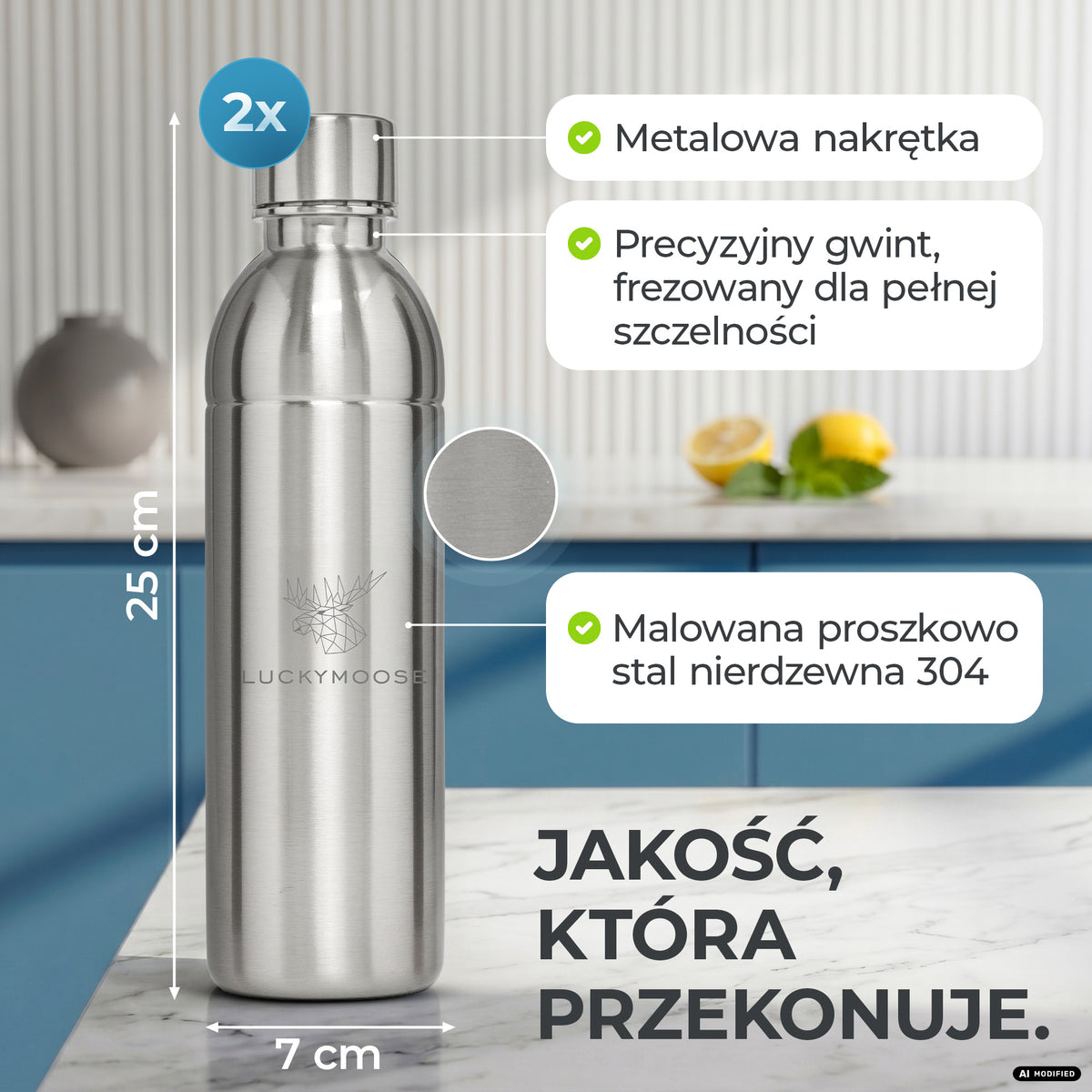Infinity Edelstahlflasche für Aarke, Philips, Brita