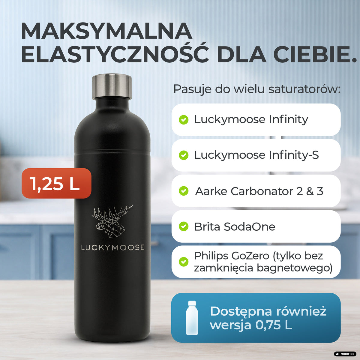 Infinity Edelstahlflasche für Aarke, Philips, Brita
