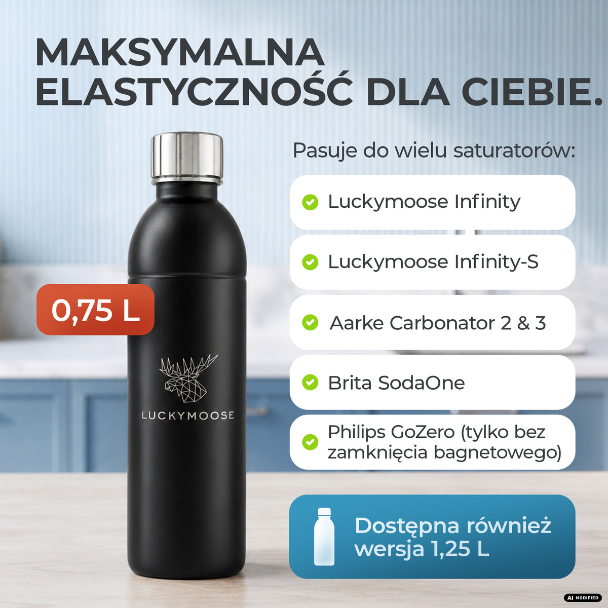 Infinity Edelstahlflasche für Aarke, Philips, Brita