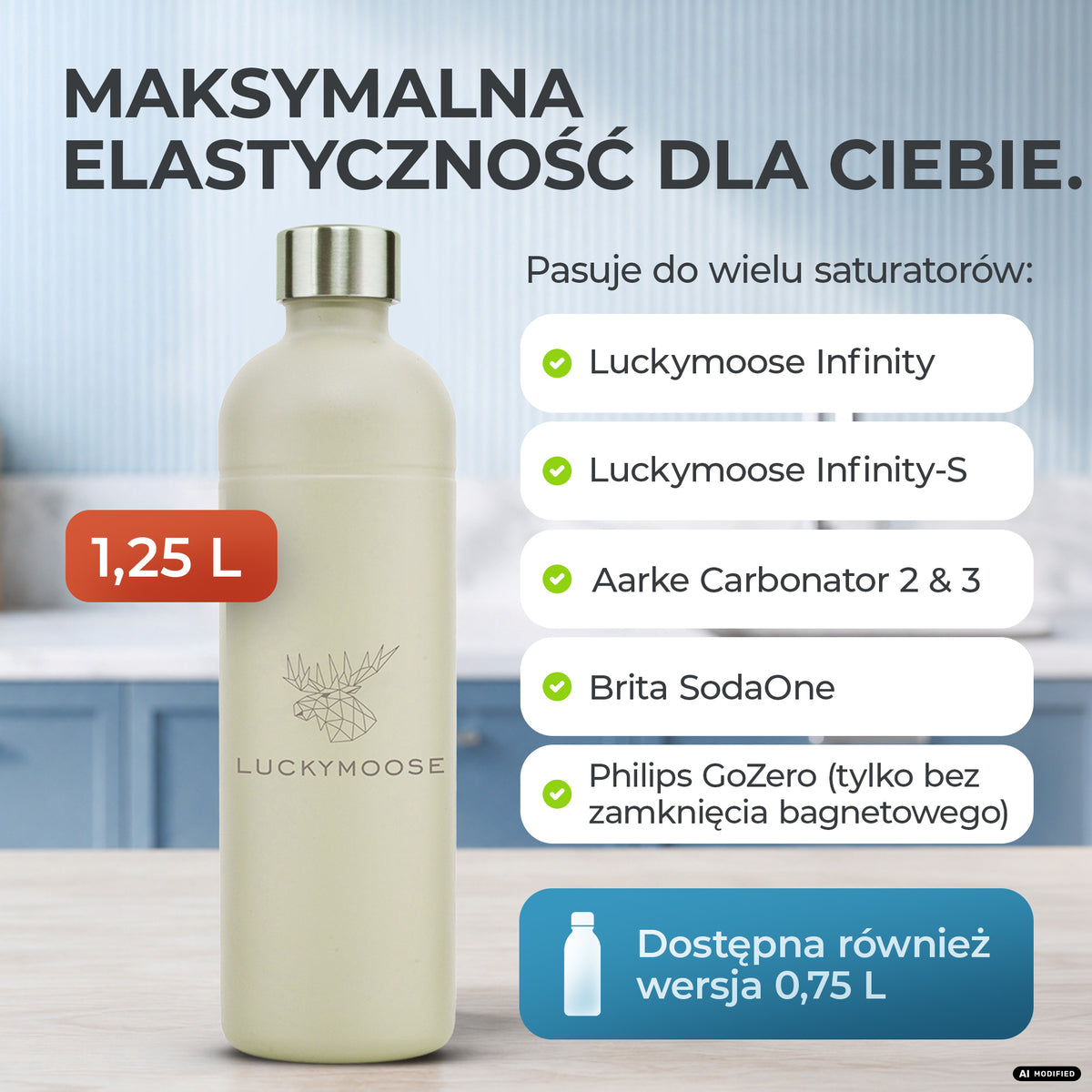 Infinity Edelstahlflasche für Aarke, Philips, Brita