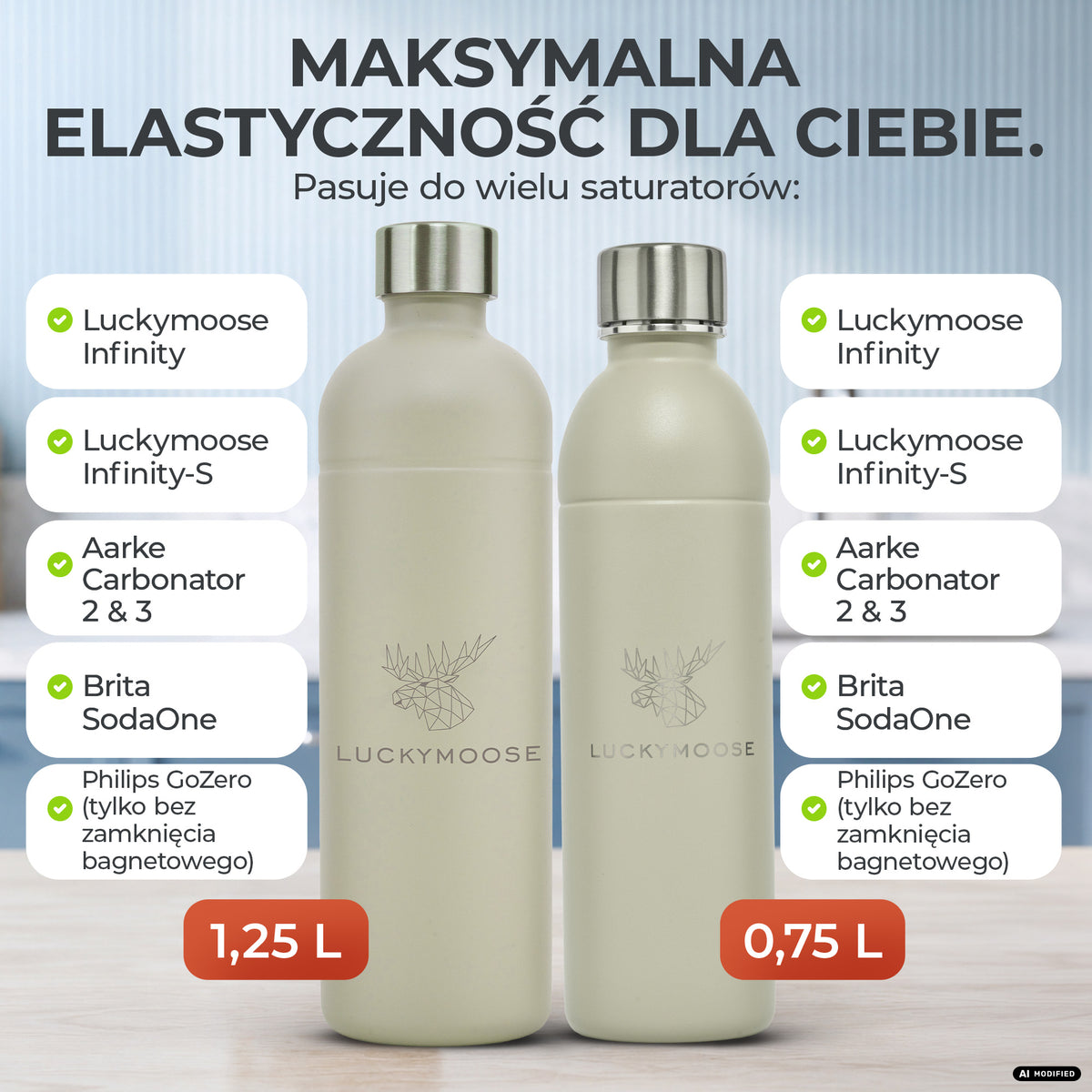 Infinity Edelstahlflasche für Aarke, Philips, Brita