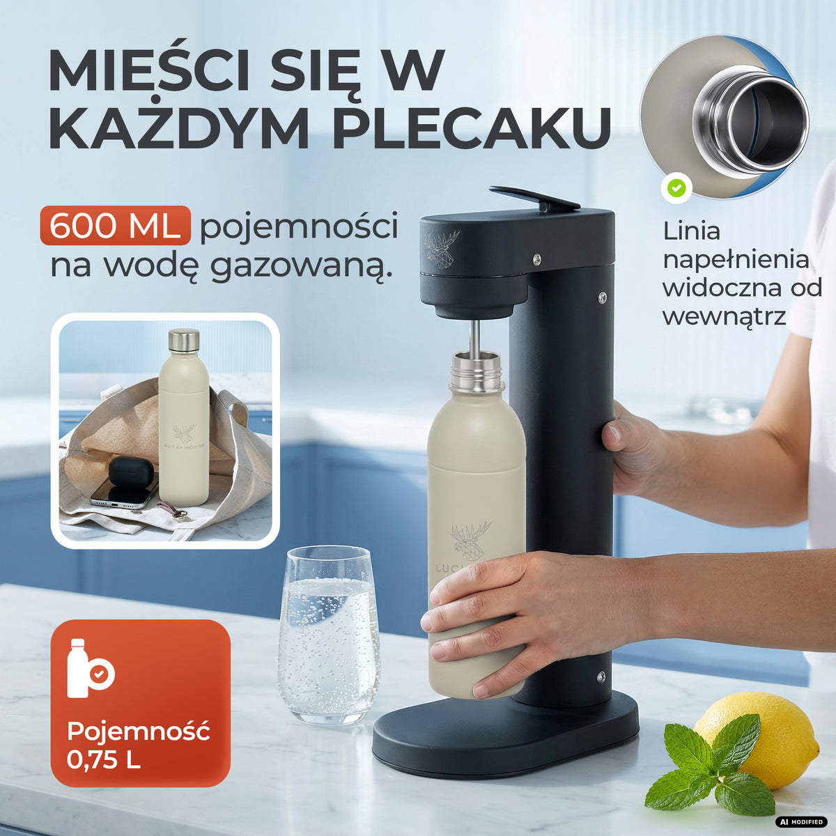 Infinity Edelstahlflasche für Aarke, Philips, Brita