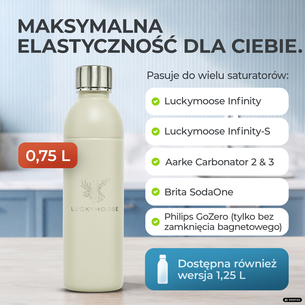 Infinity Edelstahlflasche für Aarke, Philips, Brita
