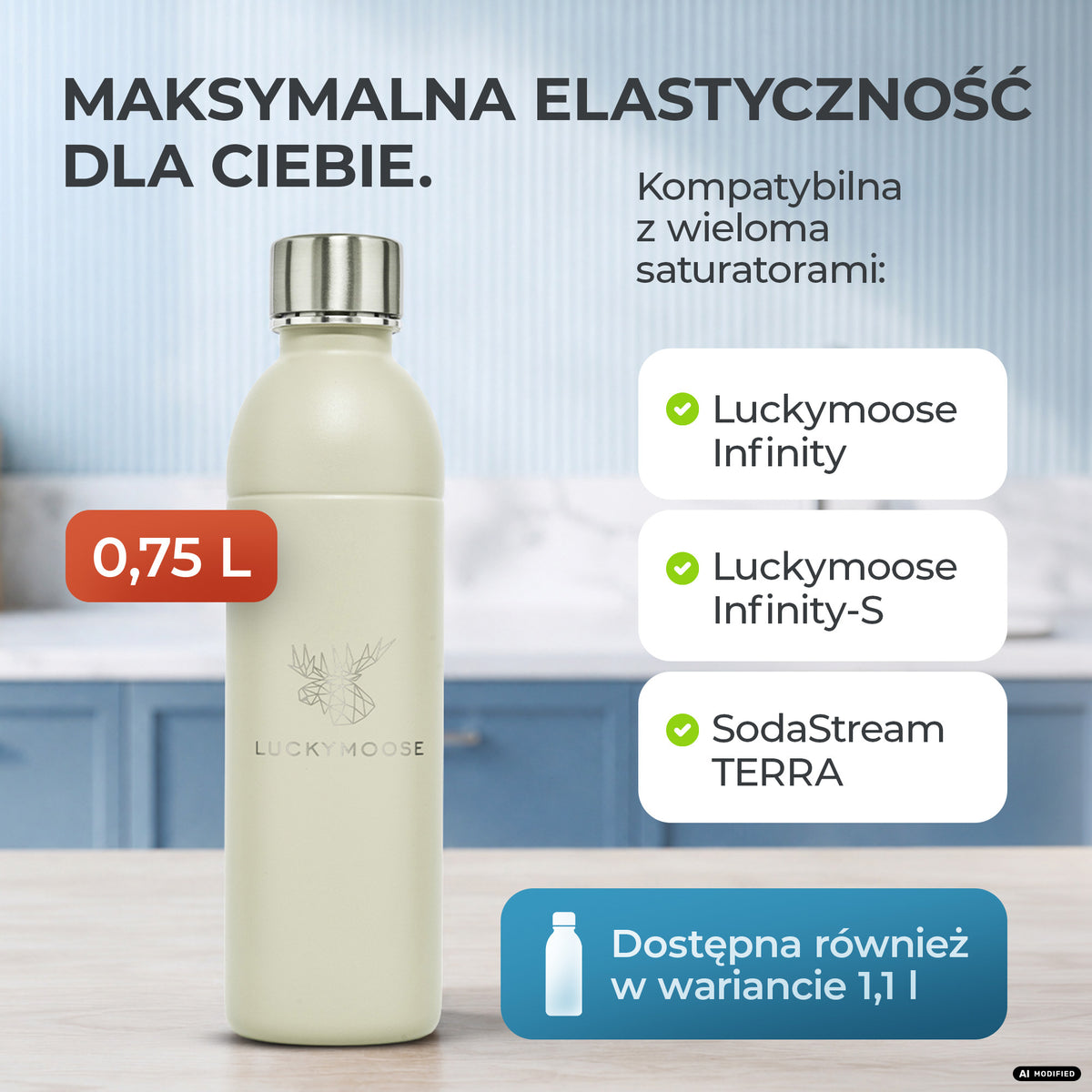 Infinity Edelstahlflasche für Sodastream TERRA & DUO