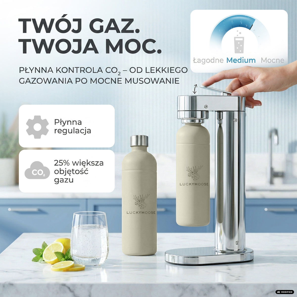 Infinity-S Wassersprudler mit 1,25L Edelstahlflaschen
