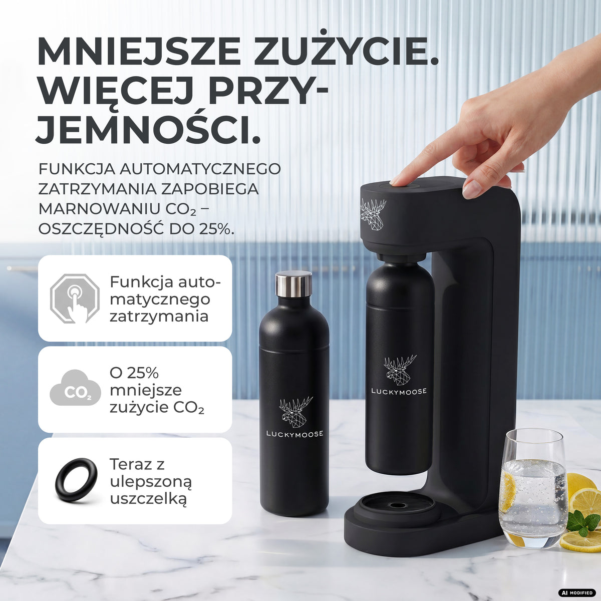 Infinity Wassersprudler mit 1,25L Edelstahlflaschen