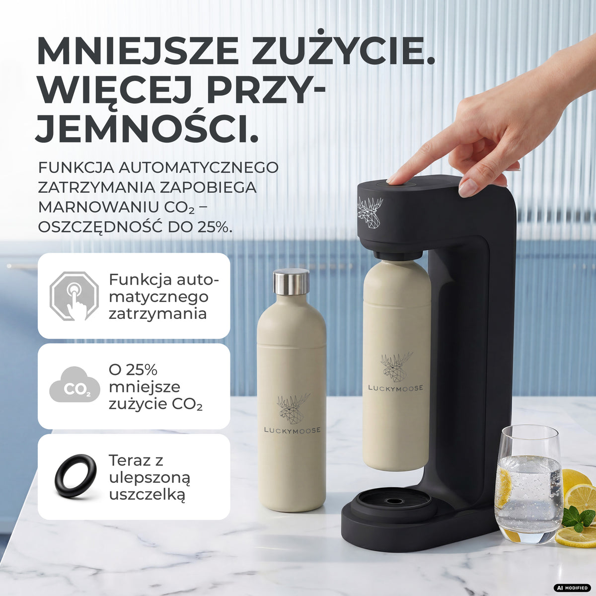 Infinity Wassersprudler mit 1,25L Edelstahlflaschen