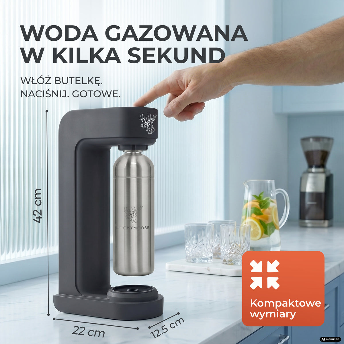 Infinity Wassersprudler mit 1,25L Edelstahlflaschen