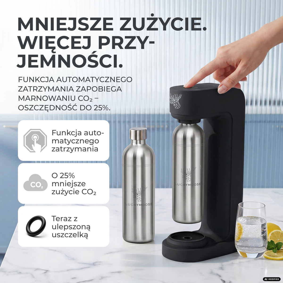 Infinity Wassersprudler mit 1,25L Edelstahlflaschen
