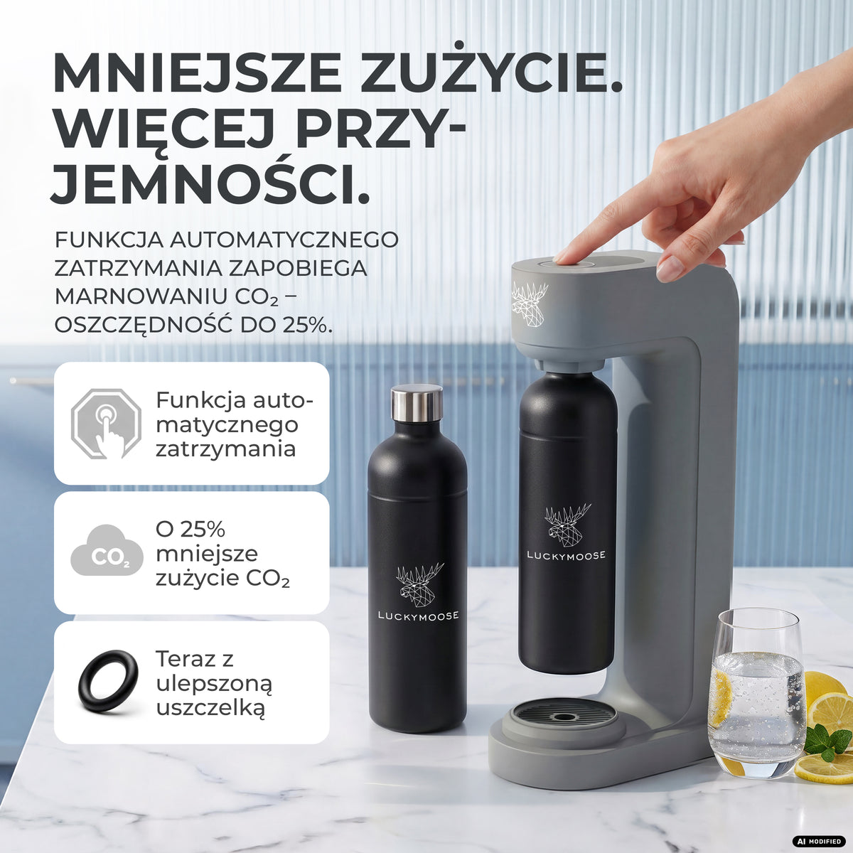 Infinity Wassersprudler mit 1,25L Edelstahlflaschen