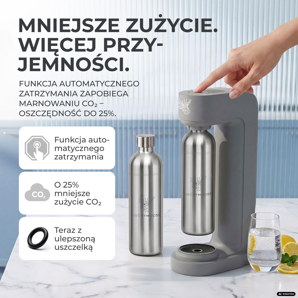 Infinity Wassersprudler mit 1,25L Edelstahlflaschen