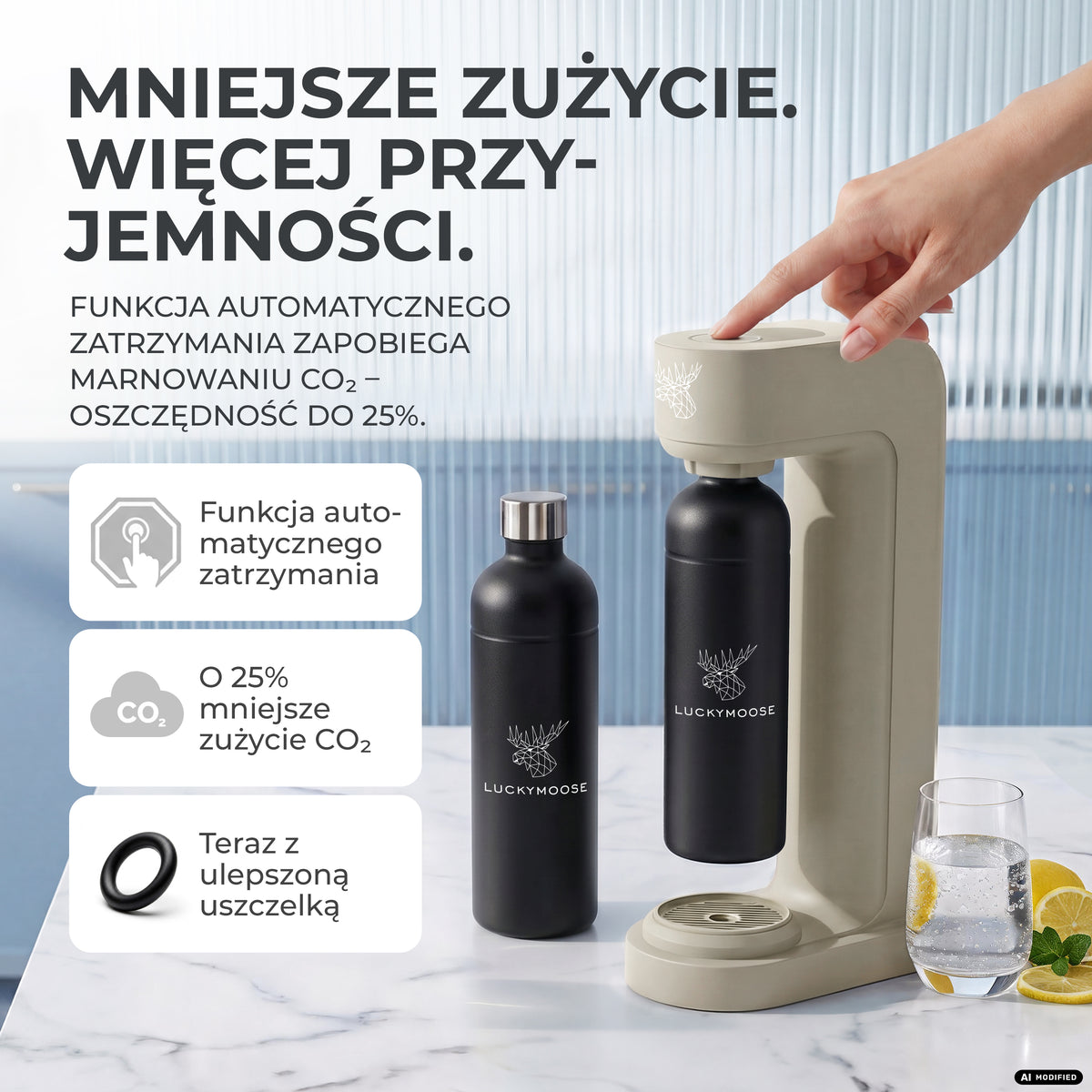 Infinity Wassersprudler mit 1,25L Edelstahlflaschen