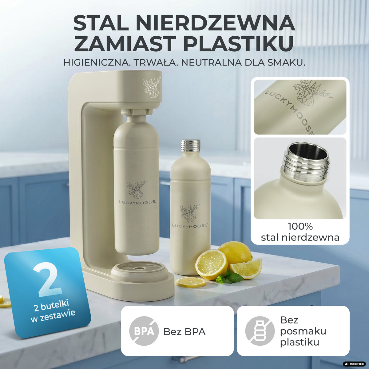 Infinity Wassersprudler mit 1,25L Edelstahlflaschen