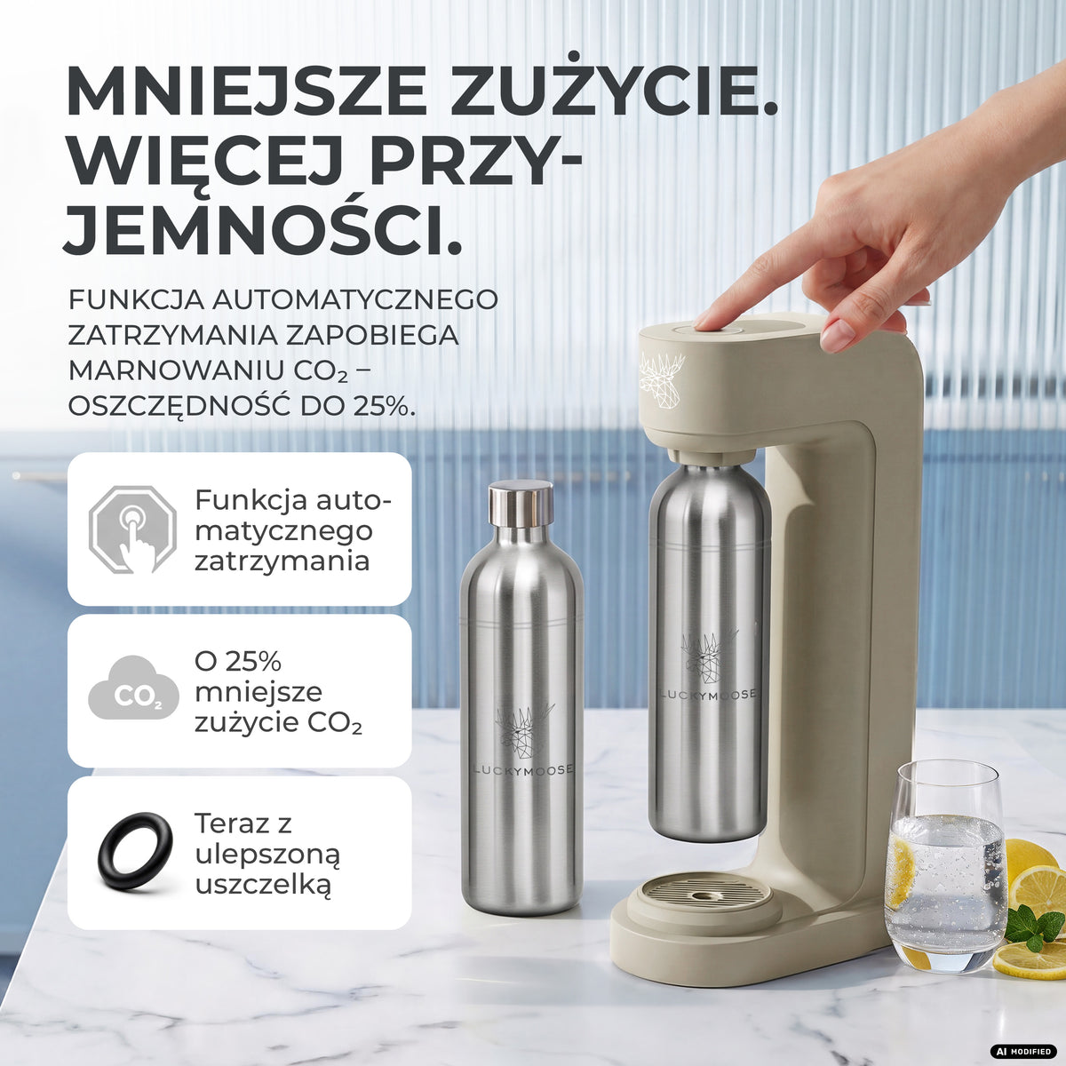 Infinity Wassersprudler mit 1,25L Edelstahlflaschen