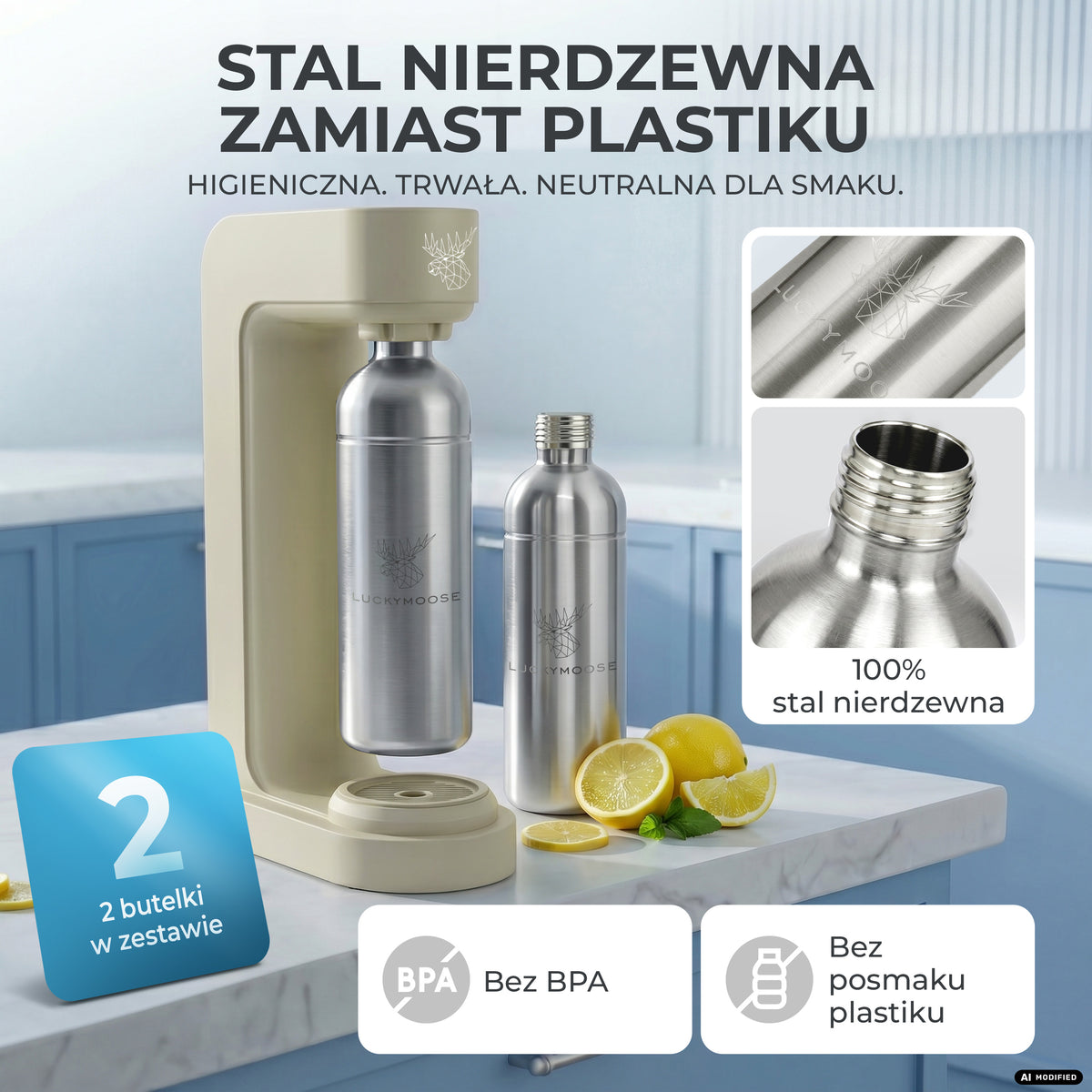 Infinity Wassersprudler mit 1,25L Edelstahlflaschen